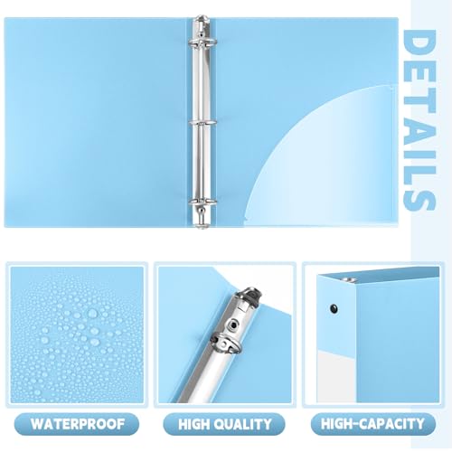 Henoyso 36 Pcs Light Blue 1.5 Inch 3 Ring Plastic Binder Bulk, 1 1/2 Inch Soft Flexible Binders Three Round Rings Fit 8.5x11 Papers for School Office Home File Organization Supplies - color: Light Blue