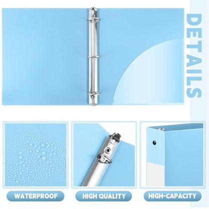 Henoyso 36 Pcs Light Blue 1.5 Inch 3 Ring Plastic Binder Bulk, 1 1/2 Inch Soft Flexible Binders Three Round Rings Fit 8.5x11 Papers for School Office Home File Organization Supplies - color: Light Blue