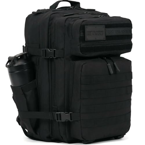 WOLFpak 45L Athletic Gym Backpack - Durable 1000D Waterproof Oxford Material with MOLLE Webbing, Laptop Pocket - color: Nightshade Edition