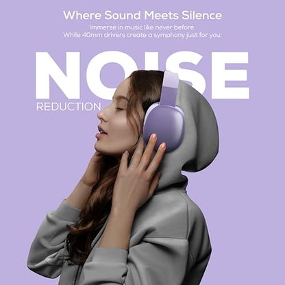 Gabba Goods Wireless Over Ear Bluetooth Headphones with Microphone - Wireless Headset -Noise Reduction - Bluetooth, Wired,Built in Micro SD for Travel, Home, Work TV,PC,Gaming,Cellphone (Lavender) - color: Lavender