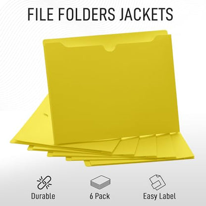Yellow File Jackets, 2 Inch Expansion, Letter Size, Reinforced Straight-Cut Tab, 6 Pack - color: Yellow, style: 2 Inch Expansion