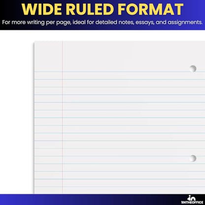 1InTheOffice Spiral Notebook College Ruled, One Subject Spiral Notebook, Spiral Bound Notebook, 10.5" x 8", 3-Hole Punched, 70 Sheets, Assorted Colors, 3 Pack