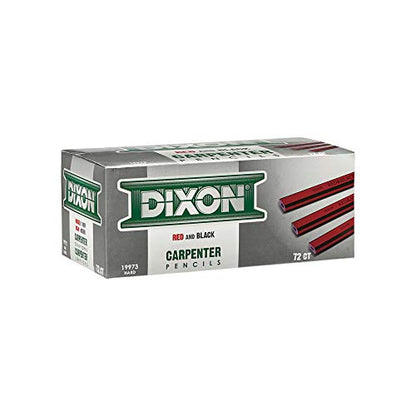 DIXON Industrial Carpenter Pencils, Hard Graphite Core, Red/Black, 7", 12-Pack (19973) - style: Hard