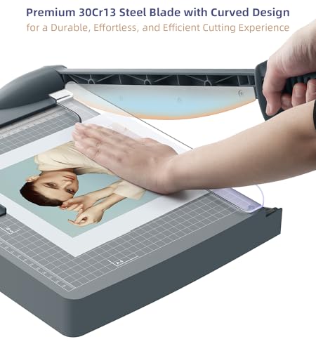 Firbon 12" Guillotine Paper Cutter, Heavy Duty 30-Sheet Capacity Trimmer for Cardstock, Photos, Scrapbooking, Office, Classroom, Studio (Gray) - color: Gray