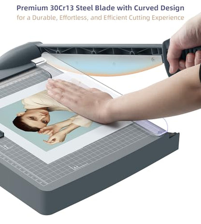 Firbon 12 Inch Guillotine Paper Cutter, 30-Sheet Capacity Paper Trimmers | Gray | Heavy Duty Cutter | Dual Scales | Paper, Cardstock & Photo Trimming | Scrapbooking Crafts | Office, Home & Studio Use - color: Gray