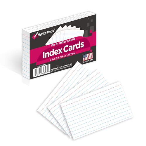 KAISA Lined Index Card 3"x5" Index Cards Flashcards, 2400 Count Ruled on Front, Blank on Back Index Cards, White 24 pack of 100 Shrink, Made in the USA - color: White 24pk, size: 3"x5"