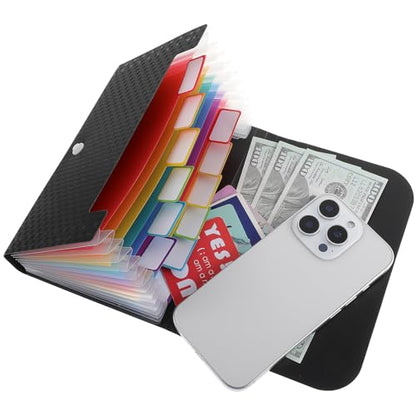Oruola Coupon Organizer for Purse,Receipt Holder Organizer,7 X 4.7 in Coupon Holder,13 Pockets Receipt Organizer, Receipt Folder with Tabs for Cards Coupons Receipt Tax Item or Changes,Portable Black