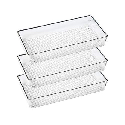 3 Pack Large Clear Plastic Drawer Organizer Tray Cutlery Utensil Makeups Drawer Organizers 12" X 6" - size: 3 Pack 12"x6" Clear Plastic