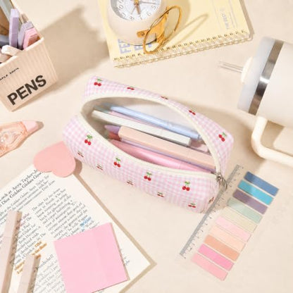 22Pcs Book Annotation Kit Aesthetic Pencil Case with Supplies School Annotation Supplies Gel Pen Transparent Sticky Note Taking Bible Study College Stationery Supplie (Pink Cherry) - color: Pink Cherry