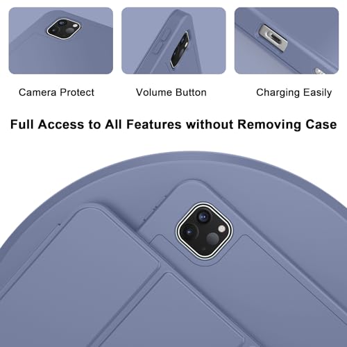 ZryXal iPad Pro 11 Inch Case (M5) 2025/ (M4) 2024 (Model: A2836/A2837/A3006), Trifold Stand Smart Cover with Pencil Holder and Soft TPU Back, Auto Wake/Sleep (Lavender) - color: Lavender