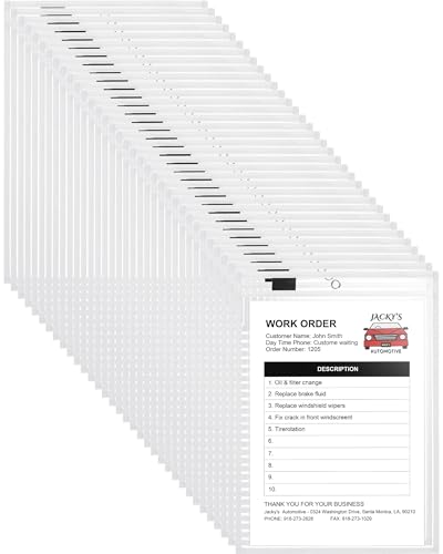 Nezyo Dry Erase Pockets Plastic Job Ticket Holders Shop Holder Order Pockets Clear Sleeves Tickets Folders Plastic Sleeves Paper Teacher Supplies for Classroom(14 x 10 in,White,50 Pcs) - color: White, size: Letter Size 9.5 x 12 in