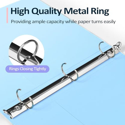 BinderX Extra Durable 3 Ring Binder, Round Ring 1 Inch Binders, Fits 175 Sheets of 8.5x11 Paper, Customizable View Cover with Inside Pockets, Cute 1" Binder, School Supplies for Girls, Green - color: Light Green, size: 1 inch