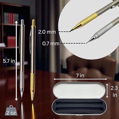 Custom Engraved Mechanical Pencil Set – Personalized 0.7mm & 2.0mm Refillable Drafting Tools – Gift for Architects, Engineers, Students, Designers, Graduation (Pencils Set Engraved) - style: Pencils Set Engraved
