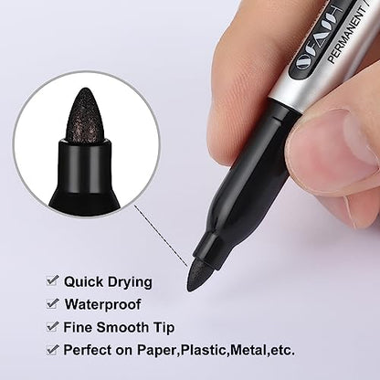 SFAIH Black Permanent Markers Bulk - 36 Pack, 1s Quick Dry, Non-Fading, Fine Point Permanent Pens for Plastic Glass Metal Wood Paper Stone, Office Classroom Kitchen, Doodling, Marking, Waterproof - color: 36 Black