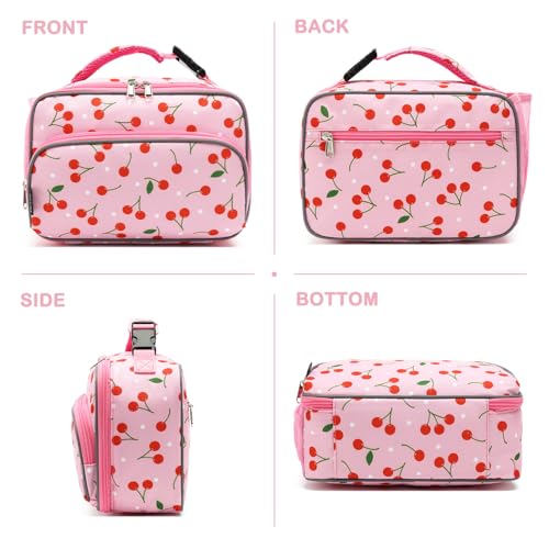 FlowFly Kids Lunch box Insulated Soft Bag Mini Cooler Back to School Thermal Meal Tote Kit for Girls, Boys,Cherry - color: Cherry