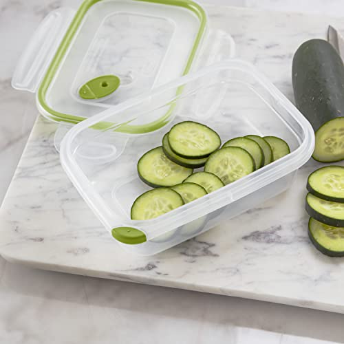 Sterilite Ultra-Seal 3.1 Cup Rectangle, Airtight Food Storage Container, Latching Lid, Microwave and Dishwasher Safe, Clear With Green Gasket, 6-Pack