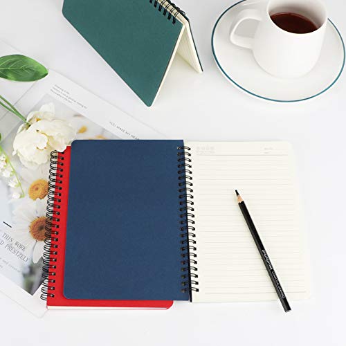 EUSOAR Spiral Lined Notebook, A5 3packs 5.5"X8.3" 120 Pages Lined Travel Writing Notebooks Journal, Memo Notepad Sketchbook, Students College Office Business Subject Diary Ruled Book Journal-3 Colors - color: Red, Green and Royal Blue, size: 3 Packs