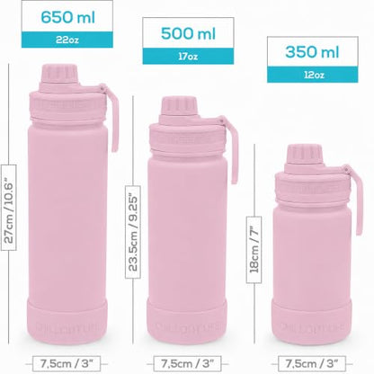 CHILLOUT LIFE 17oz Kids Insulated Stainless Steel Water Bottle with Leak Proof Spout Lid & 144 Stickers - color: Blush Pink, style: 17 oz