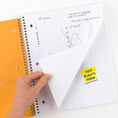 Five Star Spiral Notebook + Study App, 1 Subject, Graph Ruled Paper, 8-1/2" x 11", 100 Sheets, Fights Ink Bleed, Water Resistant Cover, Amethyst Purple (620000CF1) (Pack of 12) - color: Purple, size: Pack of 12