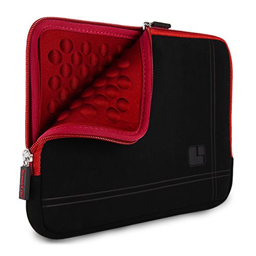 Thick Cushion Padding Scratch Water Resistant Accessory Pocket 13 inch Laptop, Chromebook Sleeve Bag - color: Black Red