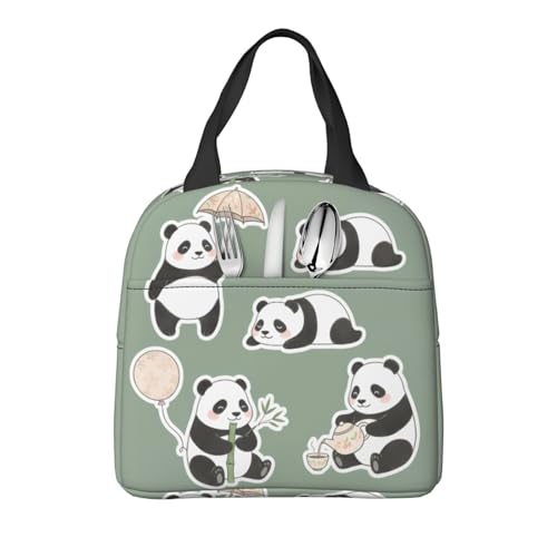 Panda Lunch Box - Insulated Lunch Bags for Women/Men Little Panda Collection Reusable Lunch Tote Bags, Perfect for Office/Camping/Hiking/Picnic/Beach/Travel - color: Panda