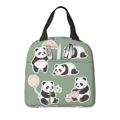 Panda Lunch Box - Insulated Lunch Bags for Women/Men Little Panda Collection Reusable Lunch Tote Bags, Perfect for Office/Camping/Hiking/Picnic/Beach/Travel - color: Panda
