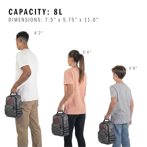 adidas Kids Santiago Lunch Bag for Girls & Boys – Insulated Cooler Lunchbox, 8L - color: 4.0/Woodland Essential Camo Grey Six/ Black/ Better Scarlett
