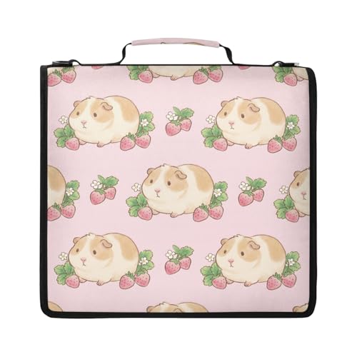Guinea Pigs 2inch 3 Ring Zipper Binder Multi-Pocket Storage Holds 14 Inch Laptop for Students and Office Use - color: Guinea Pigs