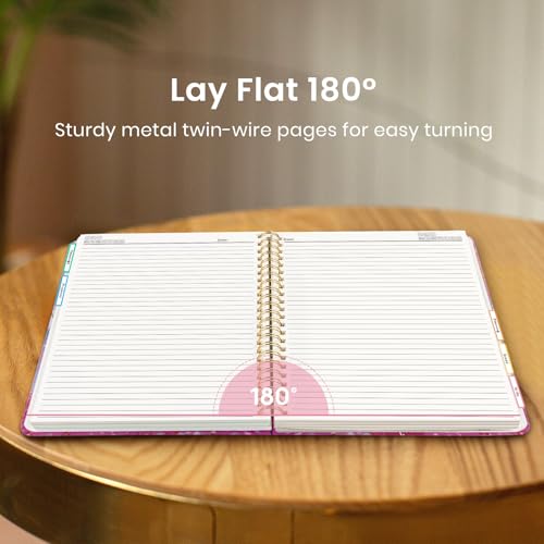 Large Spiral Lined Notebook for Work with Dividers & Tabs, 8.5"x11" Hardcover 5 Subject Notebook, College Ruled, 280 Pages, Blossom Valley - color: N - Blossom Valley