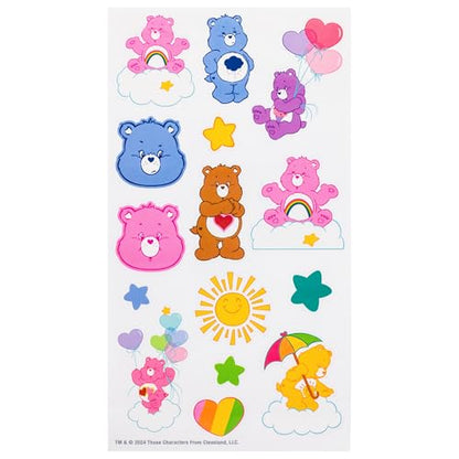 Silver Buffalo Care Bears Share Bear, Plastic Water Bottle, 32oz | Grumpy and Funshine, Cheer, Bedtime, Twist Spout, Sticker Set, You Stick Yourself, Good Luck Bear, Love-a-Lot, Tenderheart - color: Care Bears Forever
