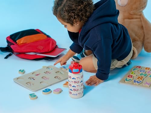 Ello Kids Pop & Fill 12oz Toddler Water Bottle with Quick Fill Lid, Double-Wall Vacuum Insulated Stainless Steel, Leak Proof, BPA Free, Sip & Chug, For School, Lunchboxes, To the Rescue - color: To the Rescue, size: 18 Ounces