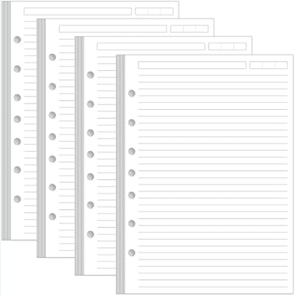 (4-Pack) Mini Binder Lined Filler Paper for 3 or 7 Ring Binders - 400 Sheets/800 Pages Loose Leaf Rule Paper Refills, Desk Size 4, 100gsm Line Paper, 5.8" x 8.5" - size: 5.8" x 8.5" - 7-Hole, style: 400 Sheets