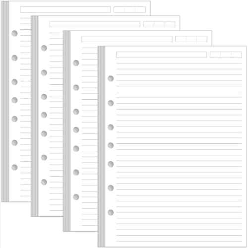 (4-Pack) Mini Binder Lined Filler Paper for 3 or 7 Ring Binders - 400 Sheets/800 Pages Loose Leaf Rule Paper Refills, Desk Size 4, 100gsm Line Paper, 5.8" x 8.5" - size: 5.8" x 8.5" - 7-Hole, style: 400 Sheets