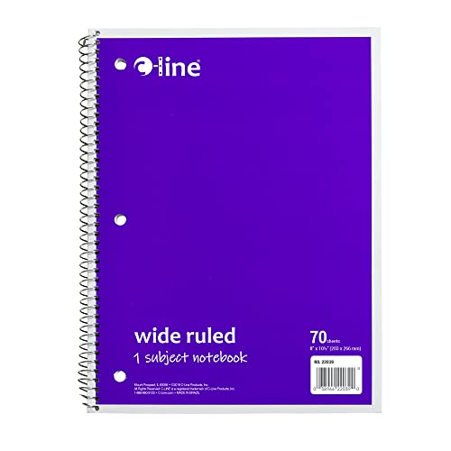 1-Subject Notebook, Wide Ruled, Purple, Case of 24 (22039-CT) - color: Purple