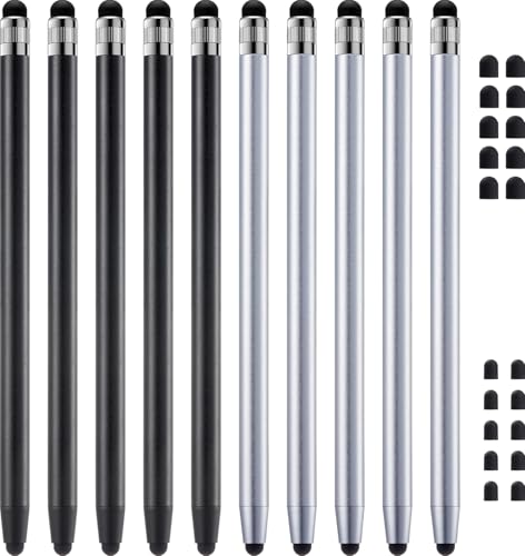 ChaoQ Stylus Pen for Touchscreen, 10pcs Stylus Pen for iPad iPhone Android | High Sensitivity and Precision, Suitable for iPad iPhone Android and All Touch Screens (Black/Silver) - color: 10 Black Silver