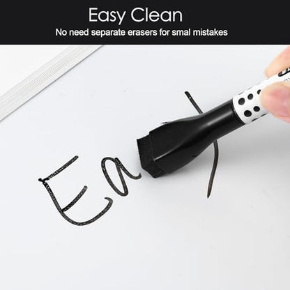 50 Pack Black Magnetic Dry Erase Markers, Fine Point Whiteboard Markers with Eraser Caps, Low Odor Bulk Set for Office, Home, and Planning Boards