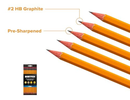 Bostitch Office Premium #2 Pencils, American Cedar Wood, Pre-Sharpened, HB Graphite, 12-Pack - size: 1 Count (Pack of 12)