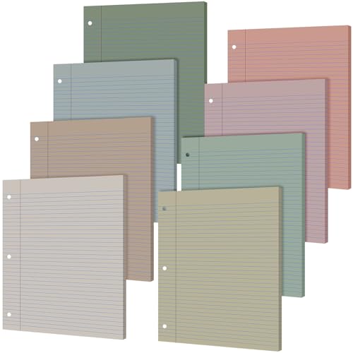 PerKoop 400 Sheets Colored Loose Leaf Paper 8.5" x 11" college ruled Lined 3 Hole Punched notebook Filler Paper for 3 Ring Binders Office School Supplies (Morandi Colors) - color: Morandi Colors