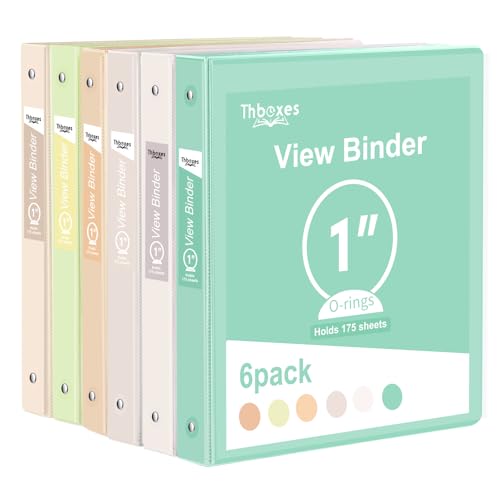 3 Ring Binder - 6 Pack, 1 Inch Binder with 2 Interior Pockets & Clear View Overlay, Large Capacity, Round Ring Binders for Office Supplies, School & Home (6 Colors, Light Colors) - color: Light Colors