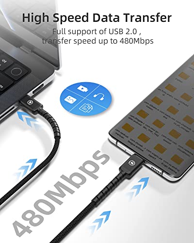 imuto USB C to USB C Cable (6.6ft, 2-Pack) 100W Fast Charging Cable Braided for iPhone 15/15Pro/15Plus/15ProMax MacBook Pro 2020,iPad Pro 2020, iPad Air 4,Samsung Galaxy S23+/S23 Ultra (Black) - color: Black