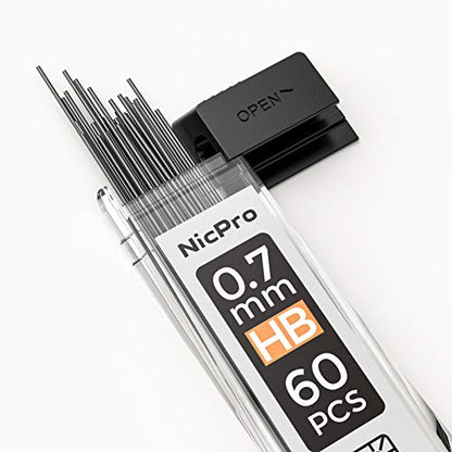 Nicpro 1200 PCS Lead Refills 0.7mm HB #2 Break Resistant Mechanical Pencil Refills 0.7 mm, 60 Pack Per Tube, 20 Tubes - size: 60 Count (Pack of 20), style: 0.7 HB