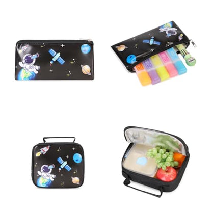 3-in-1 Kids Backpack with Lunch Bag and Pencil Case for Teens Middle School, 17" Large Capacity - color: SPACE