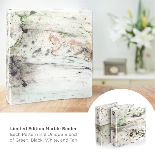 Carstens Limited Edition 2-Inch Green Marble Heavy Duty 3-Ring Binder – Side Opening, Waterproof, Durable Plastic, No-Gap Rings, Holds 300 Sheets, BPA-Free, Made in USA (2843-3R), Case of 16 - color: Marble Green, size: Case of 16
