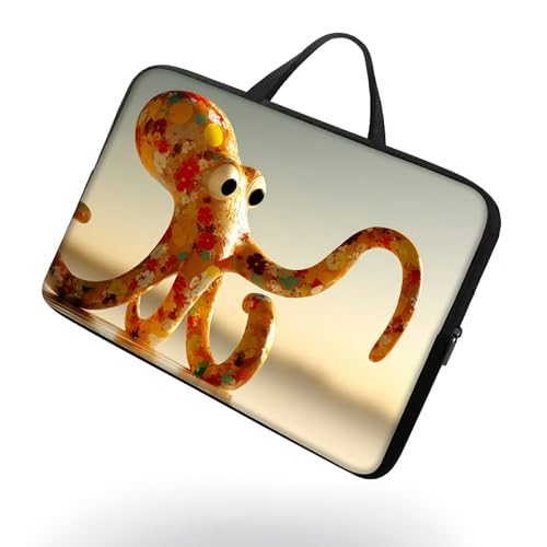 13 13.3 14 inch Laptop Sleeve with Handle, Art Octopus Water‑Resistant Laptop Carrying Case for MacBook Air 13-inch/MacBook Pro 13/14 inch/Dell/HP/Lenovo - color: Art Octopus, size: 13-14 inch Devices