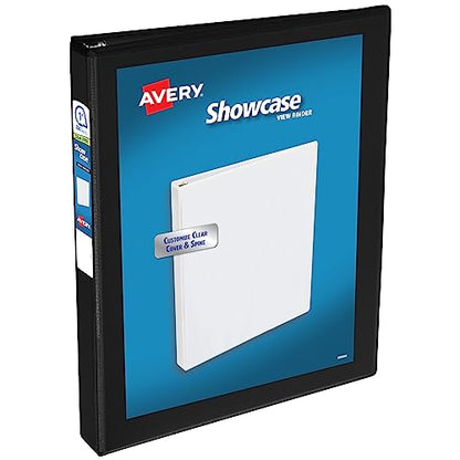 Avery Showcase Standard View 3 Ring Binder, 1" Slant Rings, 250-Sheet Capacity, 1.4 Inch Wide Spine, 1 Black Binder, Ideal for Lightweight Organization and Occasional Referencing (19600) - size: 1"