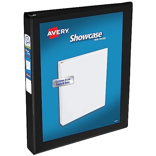 Avery Showcase Standard View 3 Ring Binder, 1" Slant Rings, 250-Sheet Capacity, 1.4 Inch Wide Spine, 1 Black Binder, Ideal for Lightweight Organization and Occasional Referencing (19600) - size: 1"