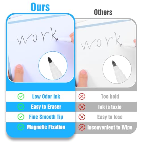 200 PCS Fine Point Tip Magnet Pens Black Dry Erase Markers with Eraser Cap Mini White Board Markers Dry Erasable Marker for Office School Supplies