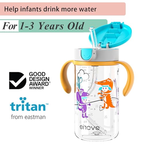 Evorie Tritan Spill Proof Straw Sippy Cups for Toddlers 1–3 Years, 10 Oz | BPA & BPS-Free, Toddler water bottle, Easy grip handles, Dishwasher safe, Durable Tritan, Easy to clean, Imaginations - color: Imaginations
