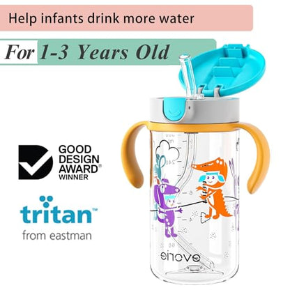 Evorie Tritan Spill Proof Straw Sippy Cups for Toddlers 1–3 Years, 10 Oz | BPA & BPS-Free, Toddler water bottle, Easy grip handles, Dishwasher safe, Durable Tritan, Easy to clean, Imaginations - color: Imaginations