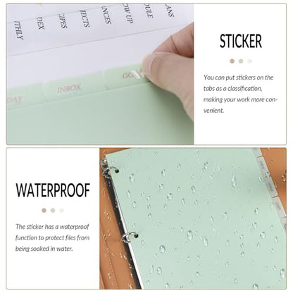 Buqoo 3 Ring Binder Dividers with 8 Tabs, Plastic Index Divider Pages -Light Green, Sturdy Binder Dividers for School, Office, Notebook, Journal & Planner (8.4"x10.9") - color: Bean Paste Green